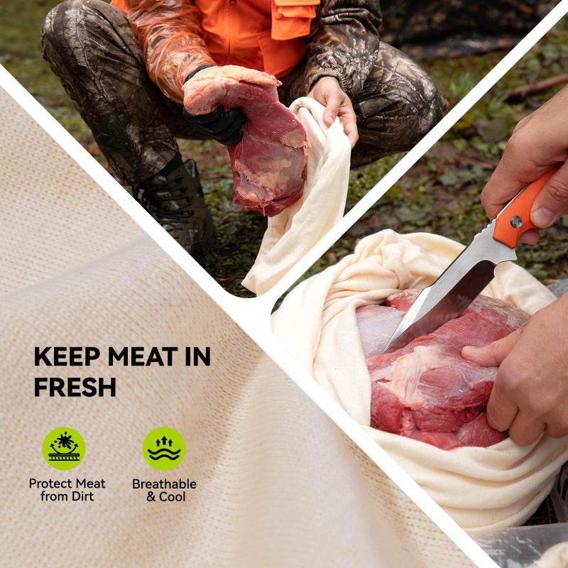 GearOZ Elk Game Bags Hunting Meat Bag 5-Pack Reusable Rolled Heavy Duty Quarter Bags, Big Game Hunting Essentials for Elk/Caribou/Moose/Deer, 48" x4, 28" x1 - Image 5